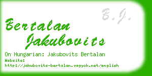 bertalan jakubovits business card